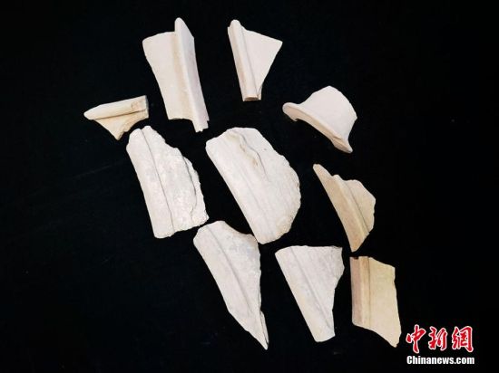 圖為靜寧縣賈河鄉(xiāng)竇坪村出土的彩陶片、紅陶片。 夏劍鋒 攝