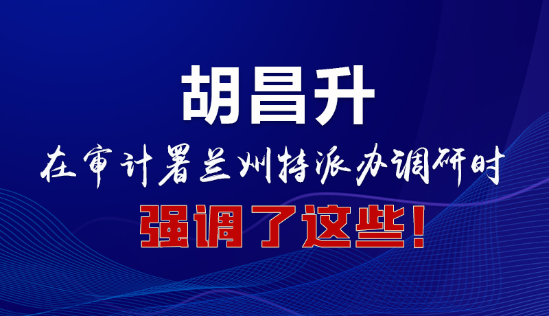 圖解|胡昌升在審計署蘭州特派辦調研時強調了這些！