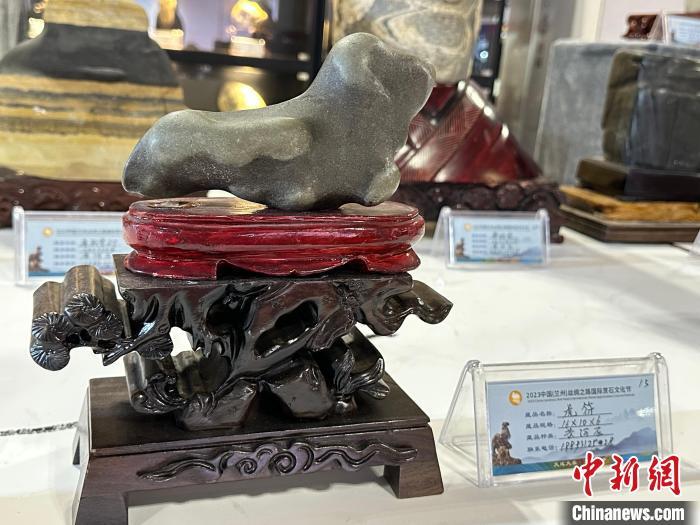8月3日——7日，2023中國(蘭州)絲綢之路國際賞石文化節(jié)在甘肅國際會展中心舉行。圖為名為《虎符》的黃河石。楊娜 攝</p><p>