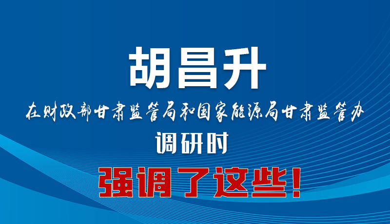 圖解|胡昌升在財政部甘肅監(jiān)管局和國家能源局甘肅監(jiān)管辦調(diào)研時強(qiáng)調(diào)了這些！