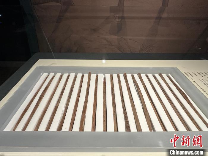 圖為甘肅簡(jiǎn)牘博物館展陳的漢簡(jiǎn)。中新社記者 戴文昌 攝
