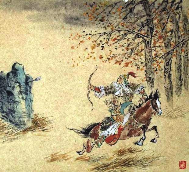 “林暗草驚風(fēng)，將軍夜引弓?！碑?huà)作